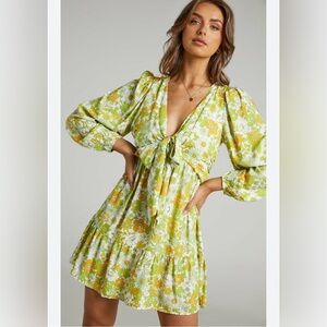 Showpo Yellow and Green Sundress size 2